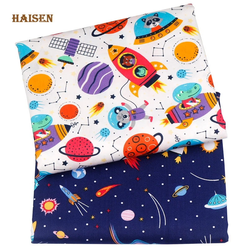 Printed Twill Fabric,Cartoon Planet Series Cloth For DIY Sewing Baby&Child Quilting Bedsheet Clothes Textile Material Half Meter