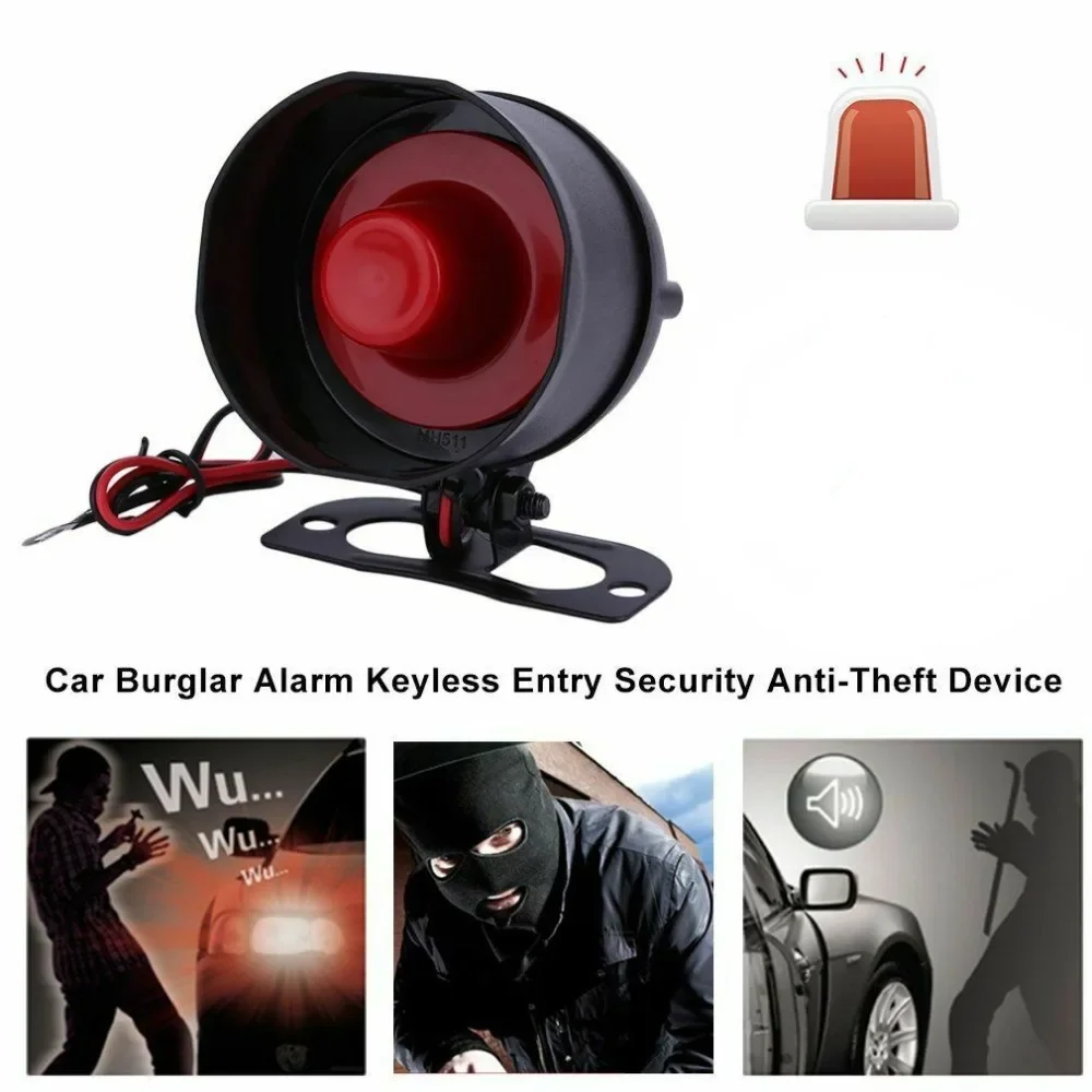 Universal 12V Car Alarm Security System Keyless Entry One Way ImmobilizerControls Siren Car Security System Car Accessories
