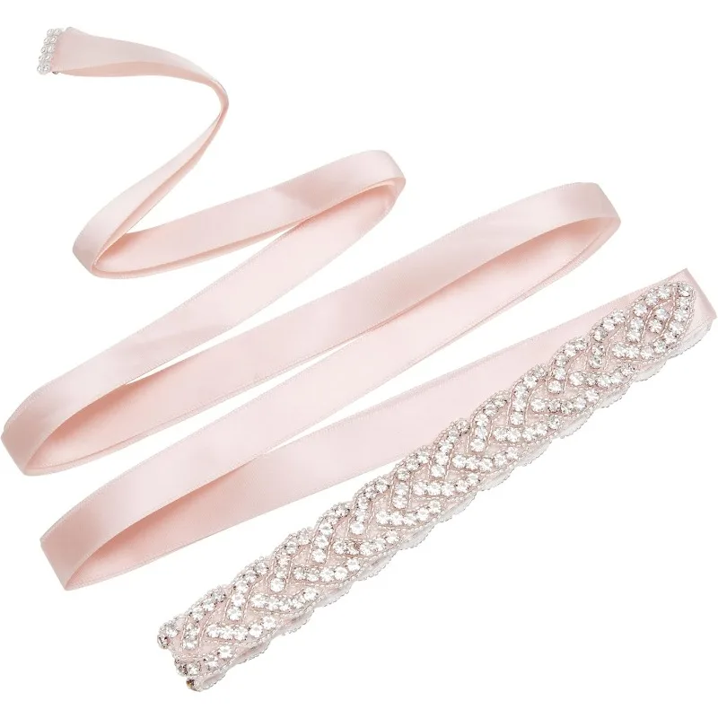 Cinturón de novia de cristal hecho a mano para mujer, accesorios de vestido de dama de honor, faja de diamantes de imitación con cinta de raso,