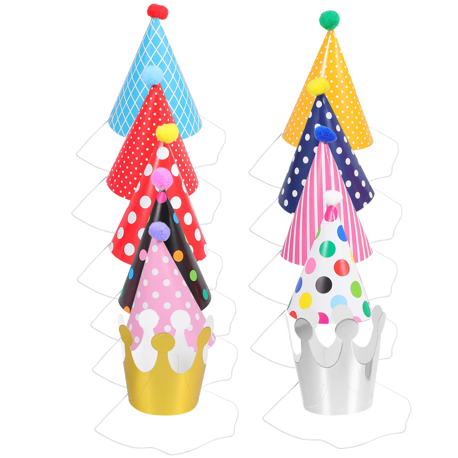 

44Pcs Birthday Hat Set Polka Dot Crown Headwear Fun Party Hats for Kids Celebrations Birthday Hat Set Crown Headband