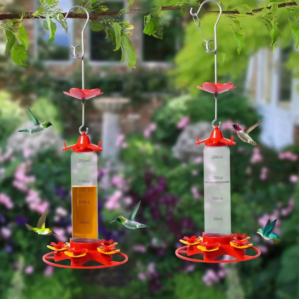 

Hummingbird Feeders for Outdoors Hanging with 5 Feeding Ports Plastic Nectar Feeder Leak Proof and Easy to Clean Design