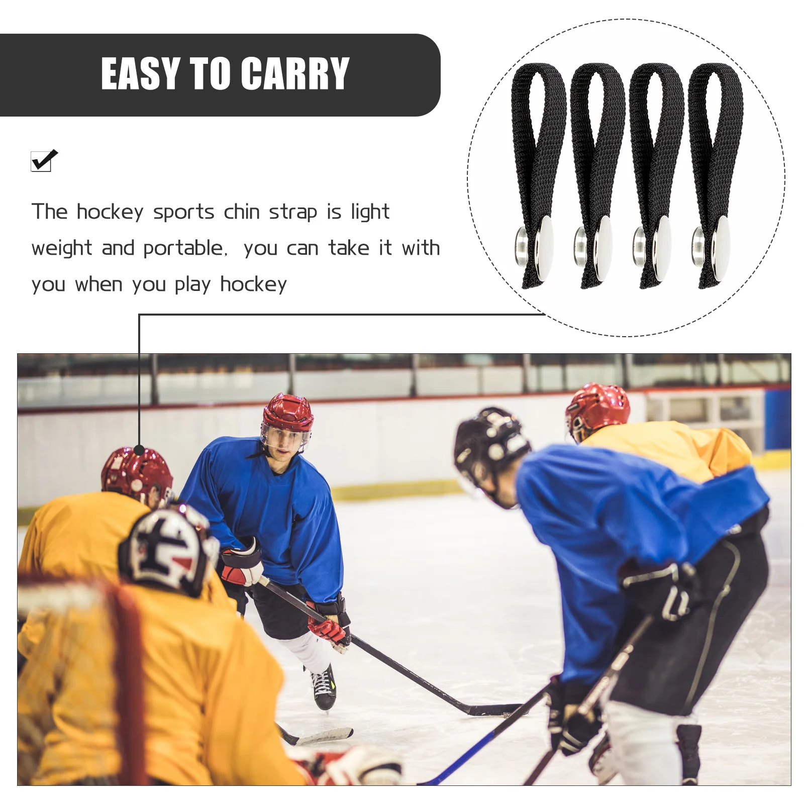 4 Pcs Hockey Restraint Accessory Repair Kit Safety Chin Strap for Replaceable Hard Elastic Black