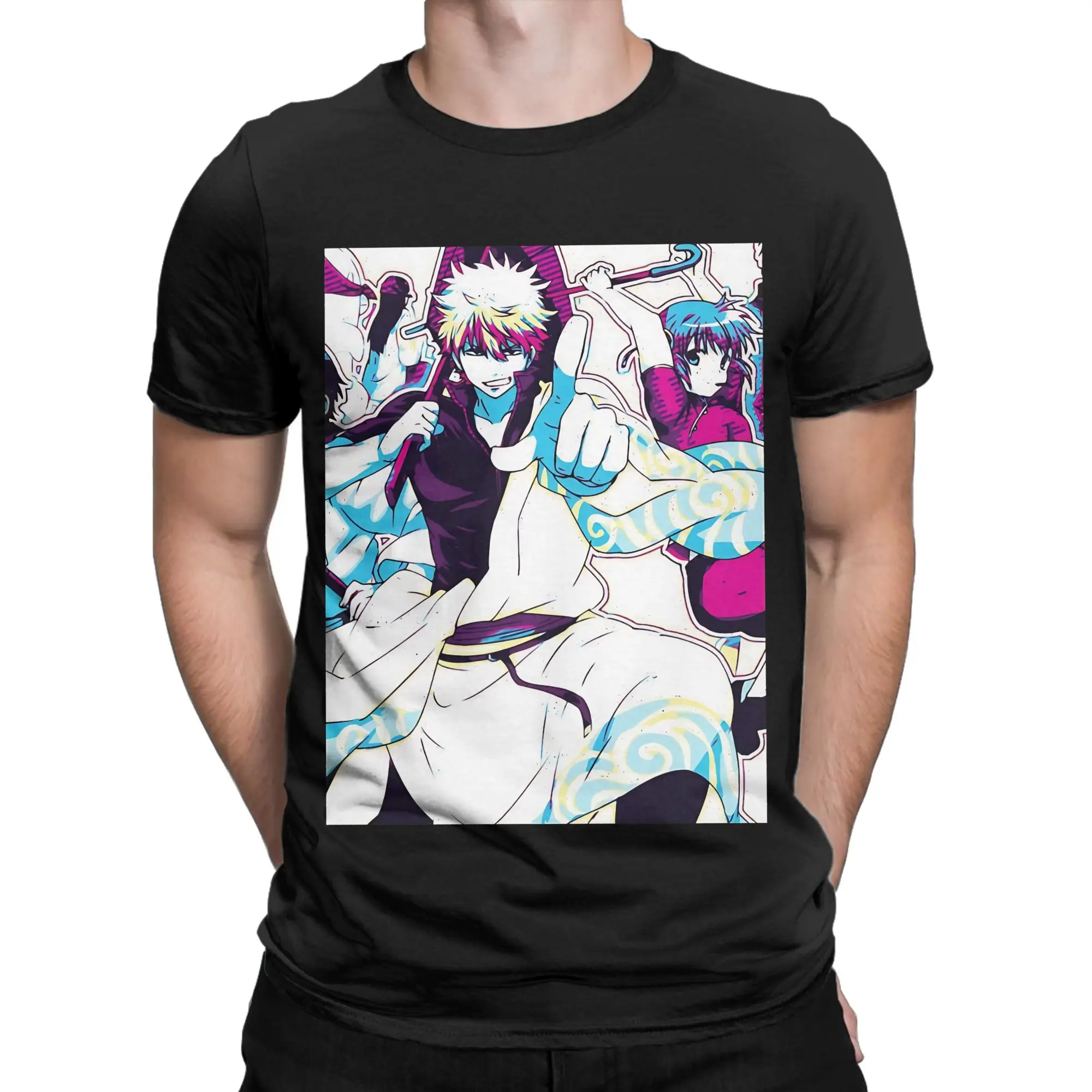 GINTOKI Oversized  Oversized Graphic Funny 100% Cotton T-Shirt Gintama Tops Tees For Men