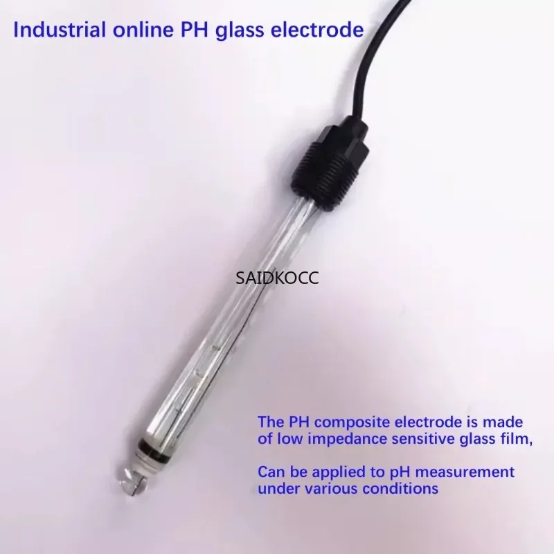 SAIDKOCC Industrial on-line high temperature PH glass electrode, strong acid and base PH electrode, corrosion resistant PH probe