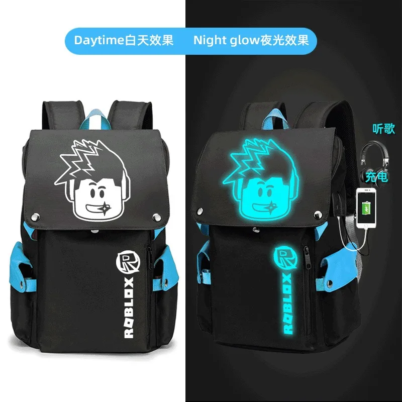 

Новый Roblox креативный периферийный мультфильм аниме ночник рюкзак студенческий рюкзак холст большой емкости повседневные предметы подарок
