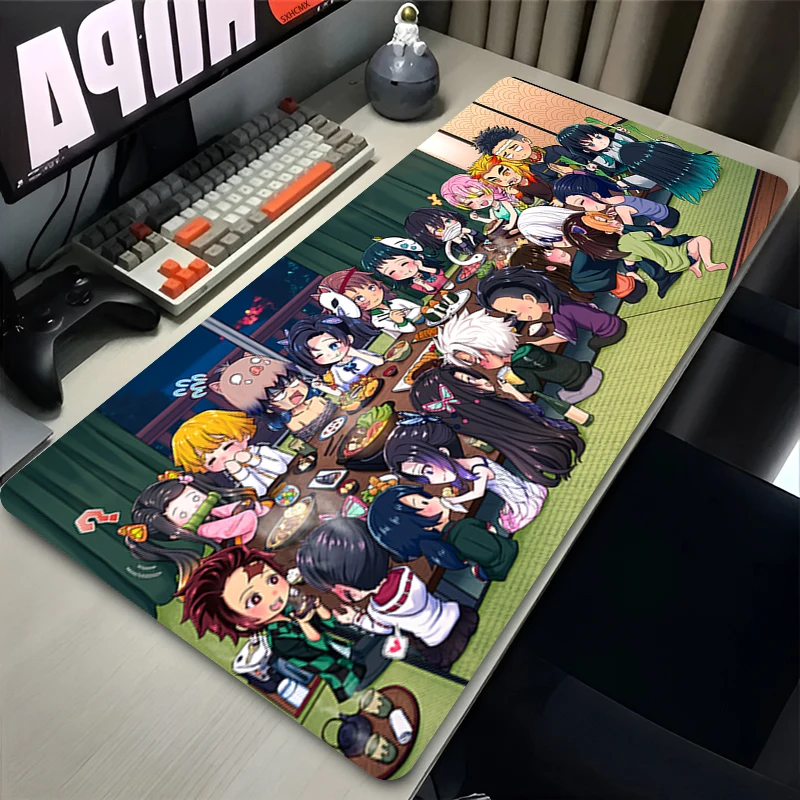 Mousepad Anime D-demon Slayer Computer Accessories Keyboard Mouse Mat Lock Edge Non-slip Rubber Mouse Pad Gamer Laptop Desk Mats