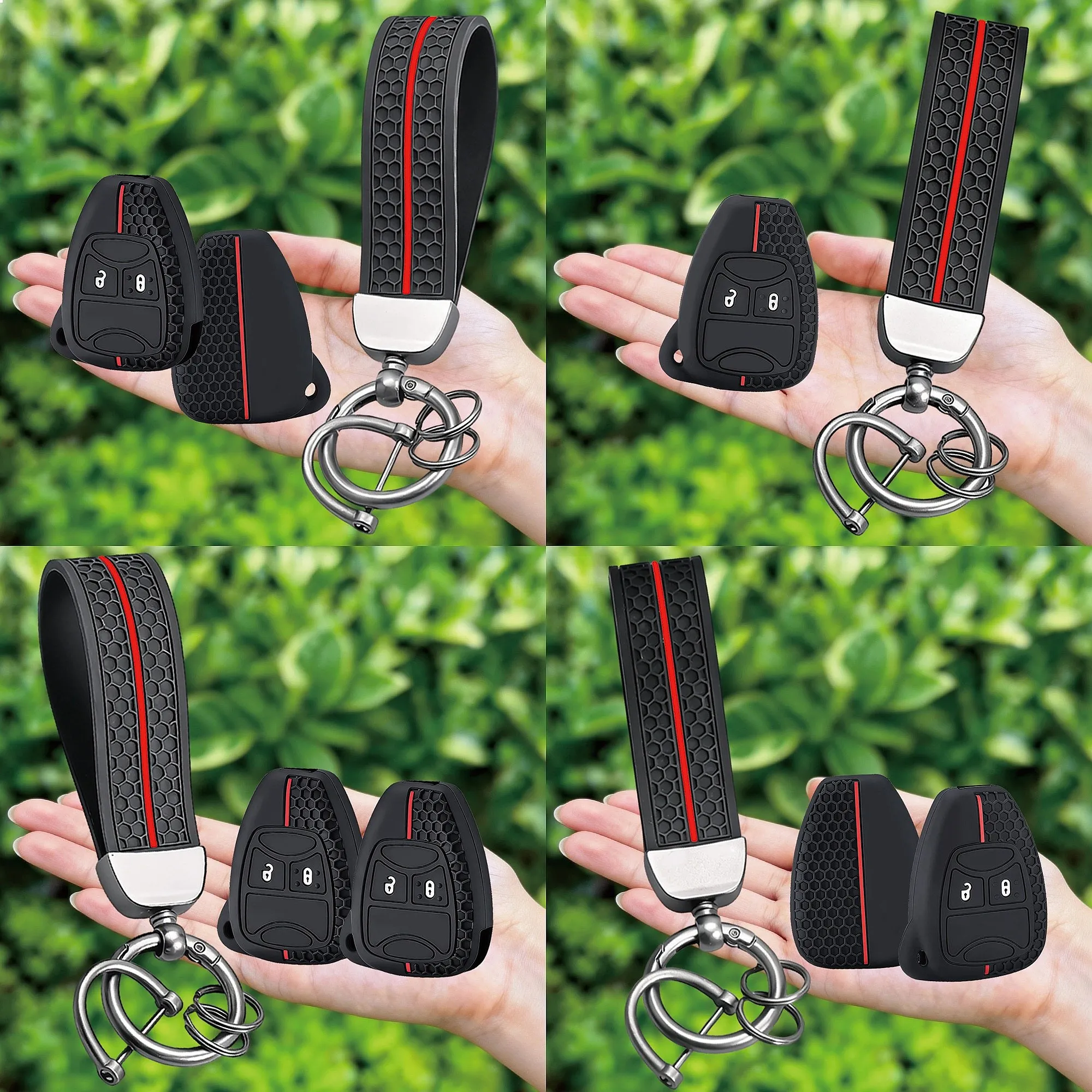 Keychain For Chrysler Pacifica Aspen 300c Dodge Caravan Key Cover For Jeep Wrangler Jk Commander Grand Cherokee Car Key Fob Case
