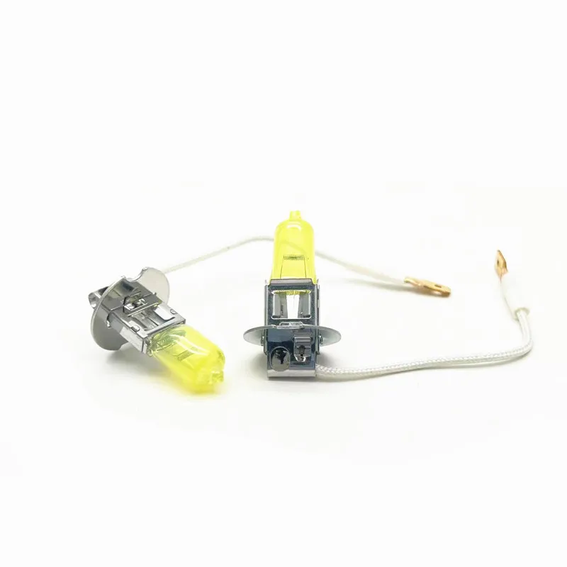 2 Pcs H3 12V 55W Yellow Lights 3000k Car Headlight Auto Fog Lamps Halogen Bulbs