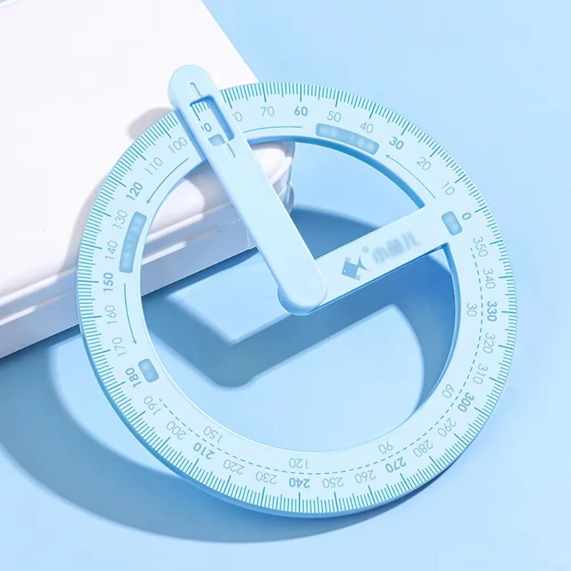360 Degree Rotation Plastic Activity Ruler Creative Angle Draw Protractor for School Office Use