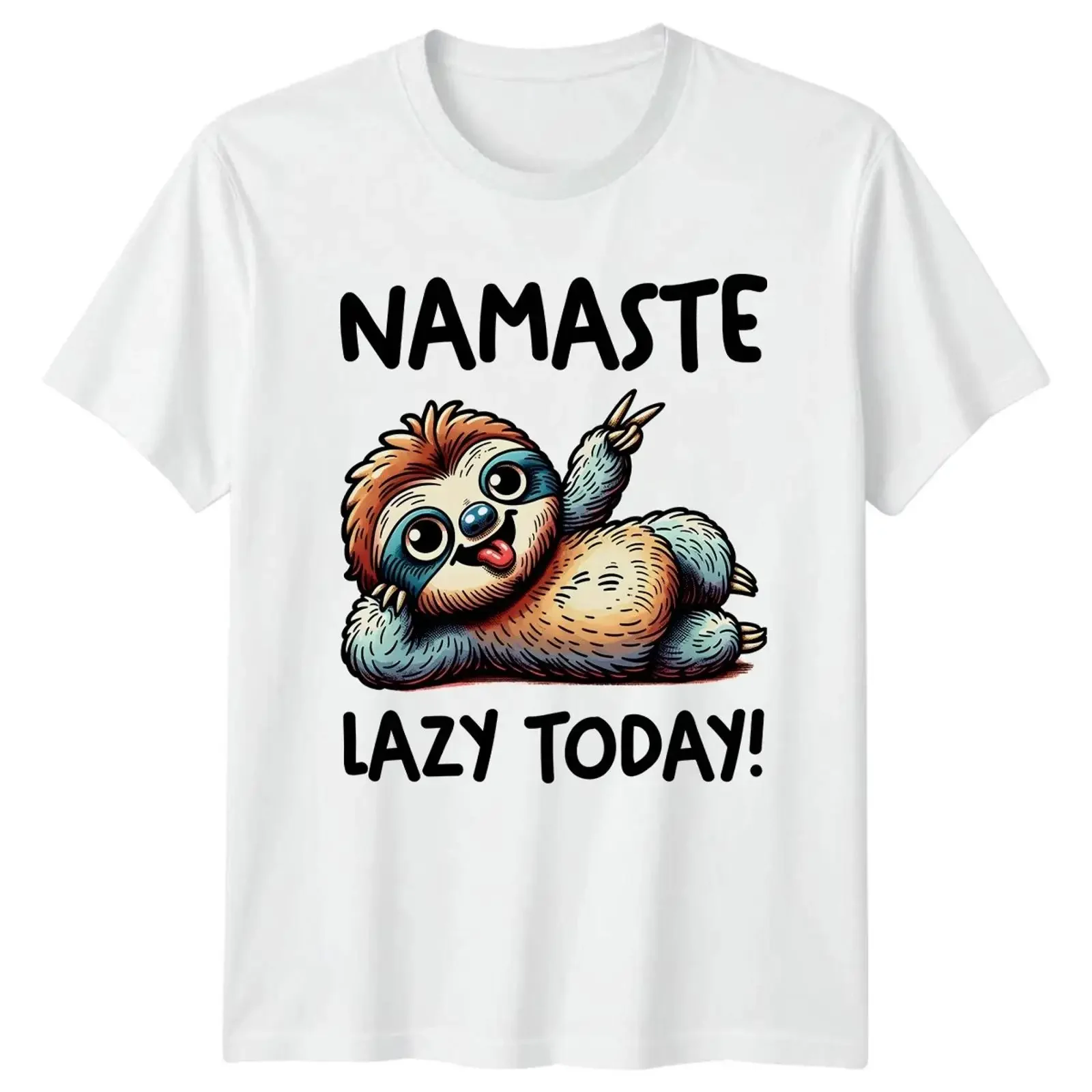 Namaste Lazy Today T Shirt Sloth Yoga Animal Humor Birthday  vintage Washed designer clothes graphic Slightly Soft Stylish