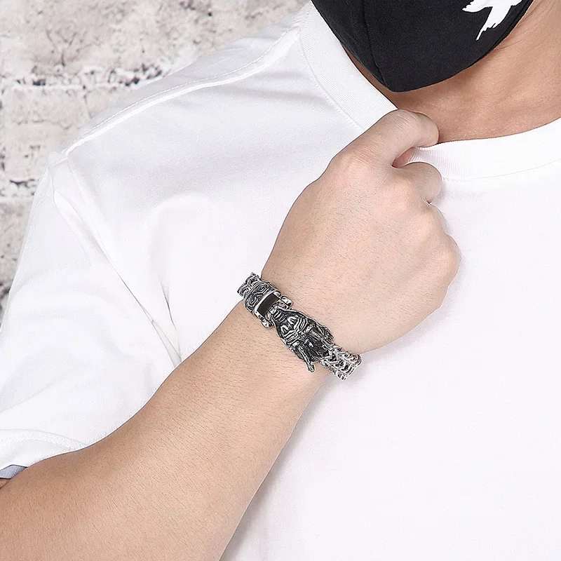 Stainless Steel Vintage Dragon Bracelet Head Dragonliner Pattern Keel Hip-hop Men's Bracelet Hundred With Wrist Jewelry