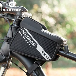 ROCKBROS Front Bicycle Bag Sensitive Touch Screen Reflective 1L Bike Bag Double Zipper Separate Storage Bag MTB Bike Accessories