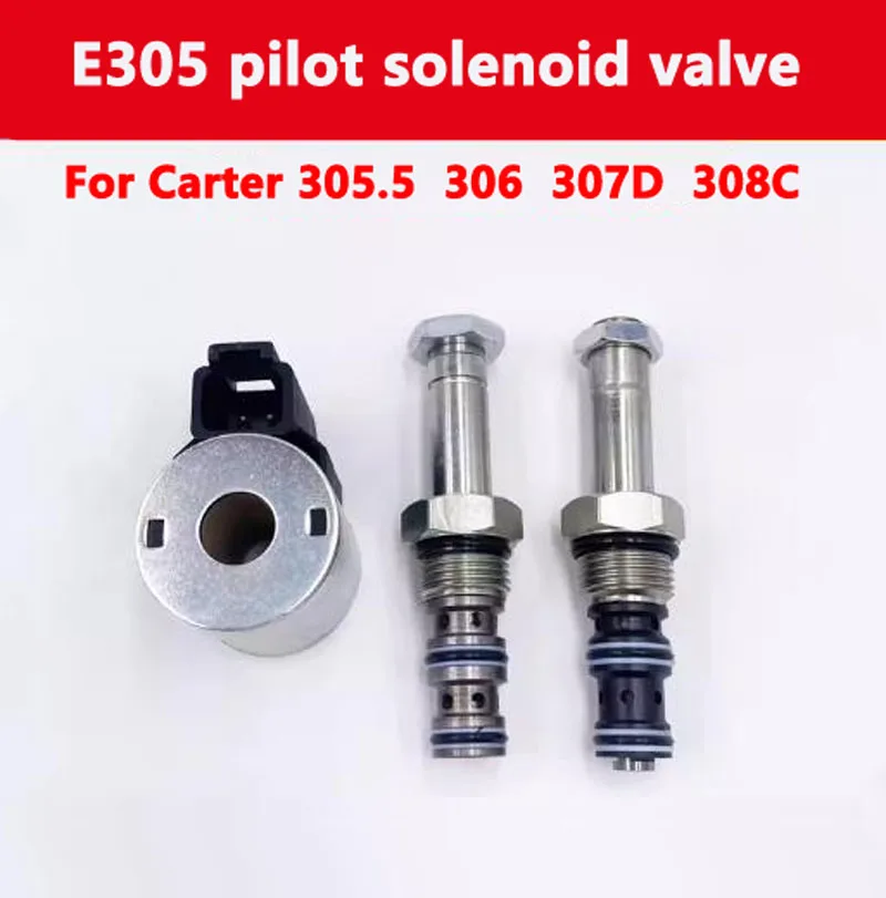 1 unidad de bobina de válvula solenoide de velocidad de piloto de avance y núcleo de válvula para excavadoras Carter 305.5 306 307D 308C, accesorios para excavadoras