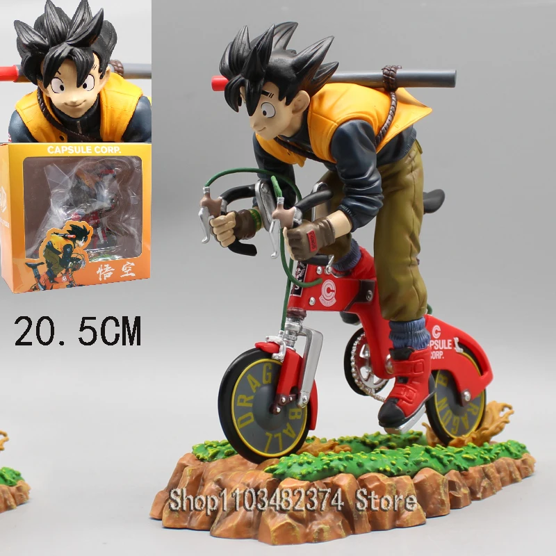 

20.5cm Anime Bicycle Son Goku Figure Gk Dragon Ball Z Statue BOX Cycling Goku Figurine Bike Model PVC Collectible Ornament Toys