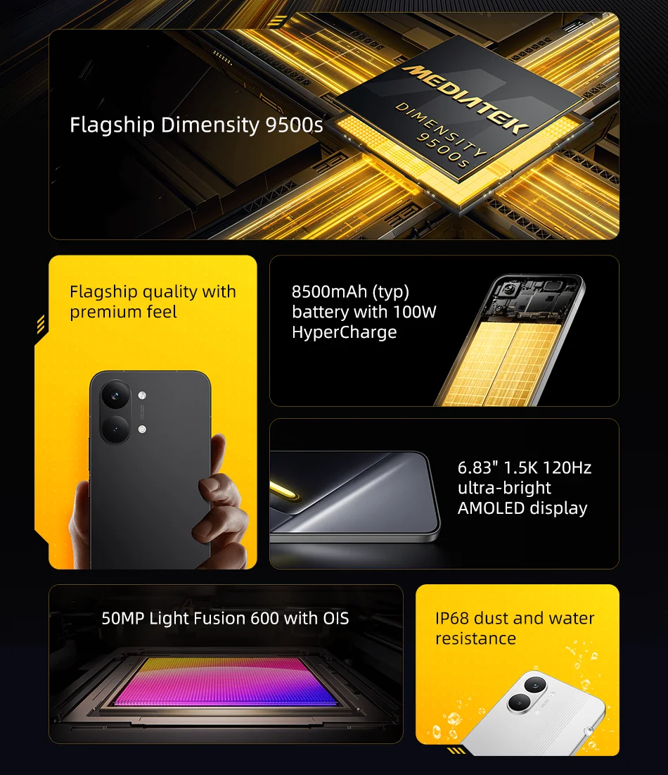 POCO X8 Pro Max 256GB 512GB Cellphone 6.83" 1.5K 120Hz Display Dimensity 9500s NFC 8500mAh 100W HyperCharge 50MP Global Version