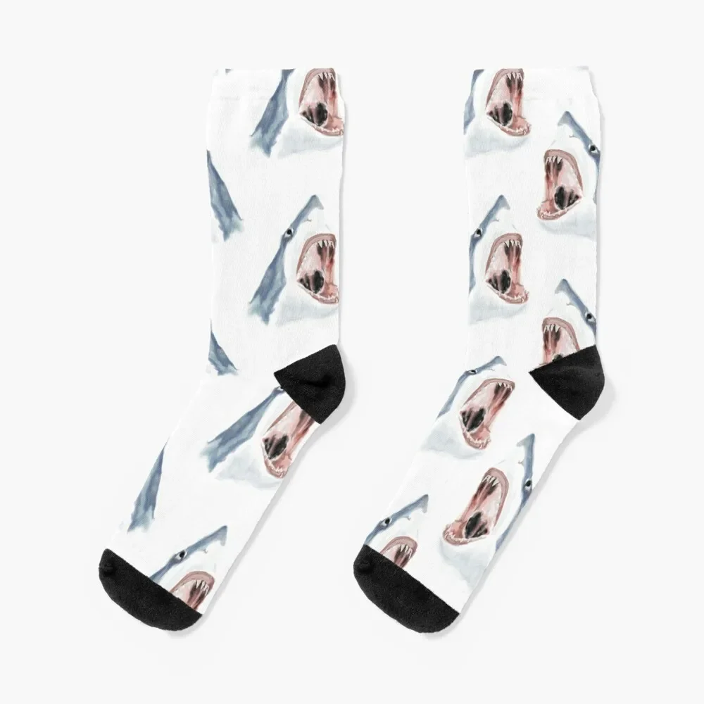 

Great White Shark Painting Pattern - Jawesome Socks Christmas Argentina Stockings man Climbing Socks For Man Women's