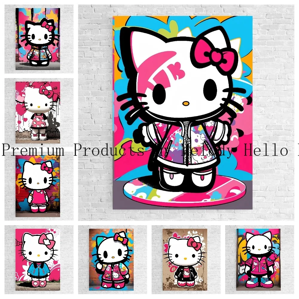 My Melody Sanrio Canvas Art Walls Painting Hello Kitty Anime Modular Prints Children\\'s Bedroom Decor Poster Home Picture Gift