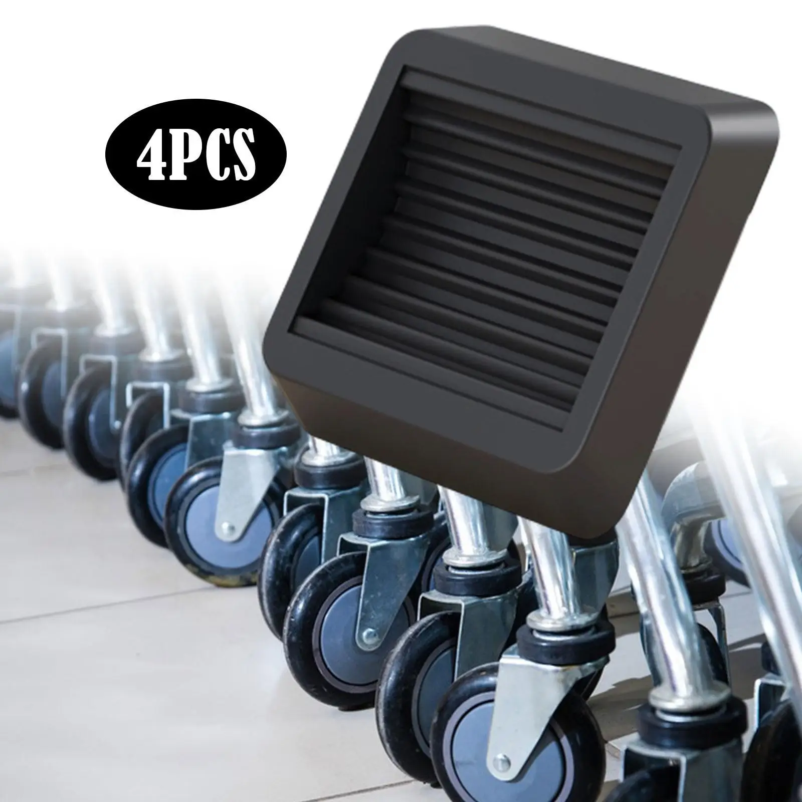 

4x Furniture Caster Cups Wheel Stoppers for Rolling Furniture Furniture Foot 4.9"x4.9" Floor Protector Non Slip for Bed Couch