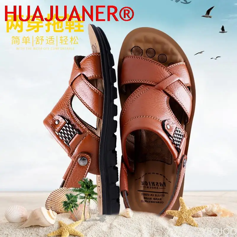 Big Size 48 Men Leather Sandals Summer Classic Men Shoes Slippers Soft Sandals Men Roman Comfortable Outdoor Walking Footwear