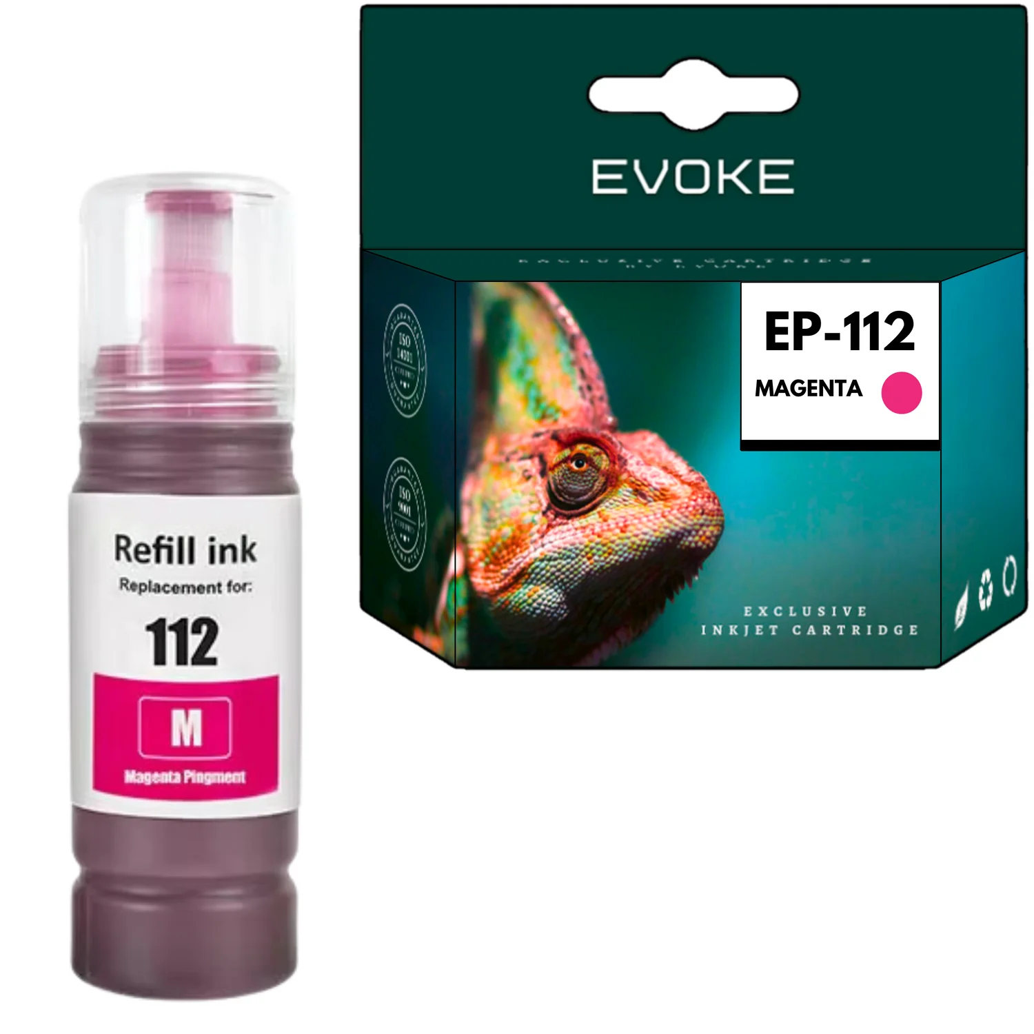 Evoke Compatibele Inkt voor Epson 112 C13T06C34A Magenta 70 ml 6000 Pagina's Ecotank L11160 15150 15160 6460 6490 6550 6570; Ecotank Pro L15180