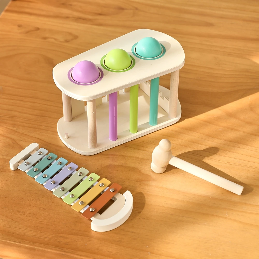 Jouets musicaux en bois pour bébé, ensembles de xylophone PerSCH, jeu de taupe, jouets en bois pour bébé, 6 à 12 mois, 2 pièces