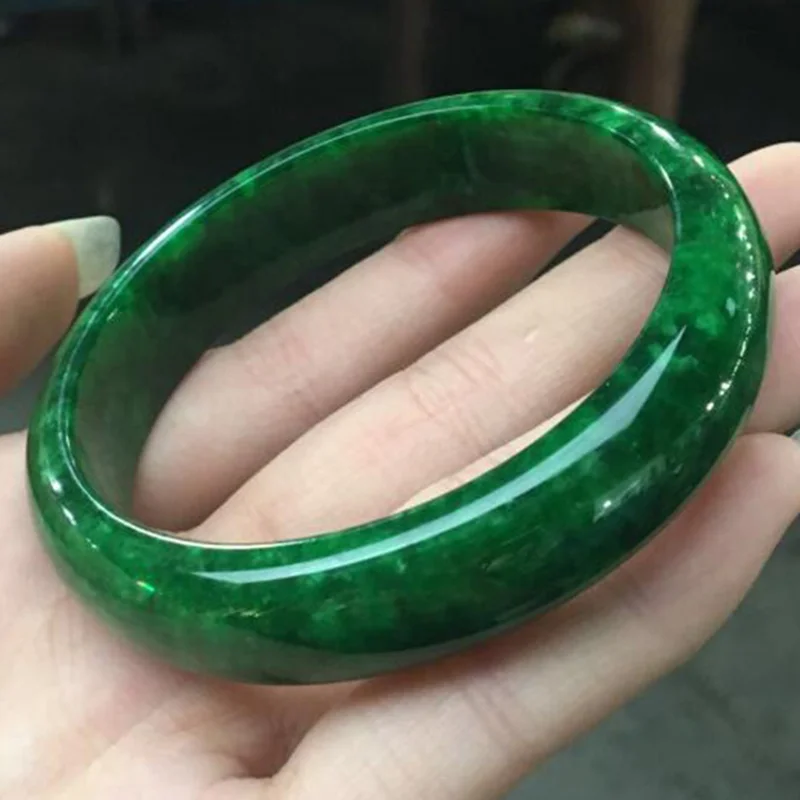 

Tiangong Zuomei Hand-made Pure Natural Dry Green Jadeite Jade Bangle Exquisite Noble Jewelry Accessories Bracelet Lucky Gifts