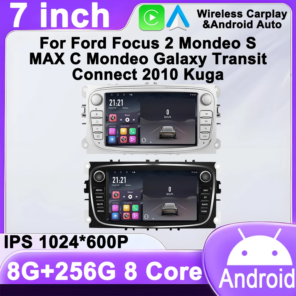 

Автомобильное радио Android для Ford Focus 2 Mondeo S MAX C Mondeo Galaxy Transit Connect 2010 Kuga GPS-навигация Автомобильный экран Carplay