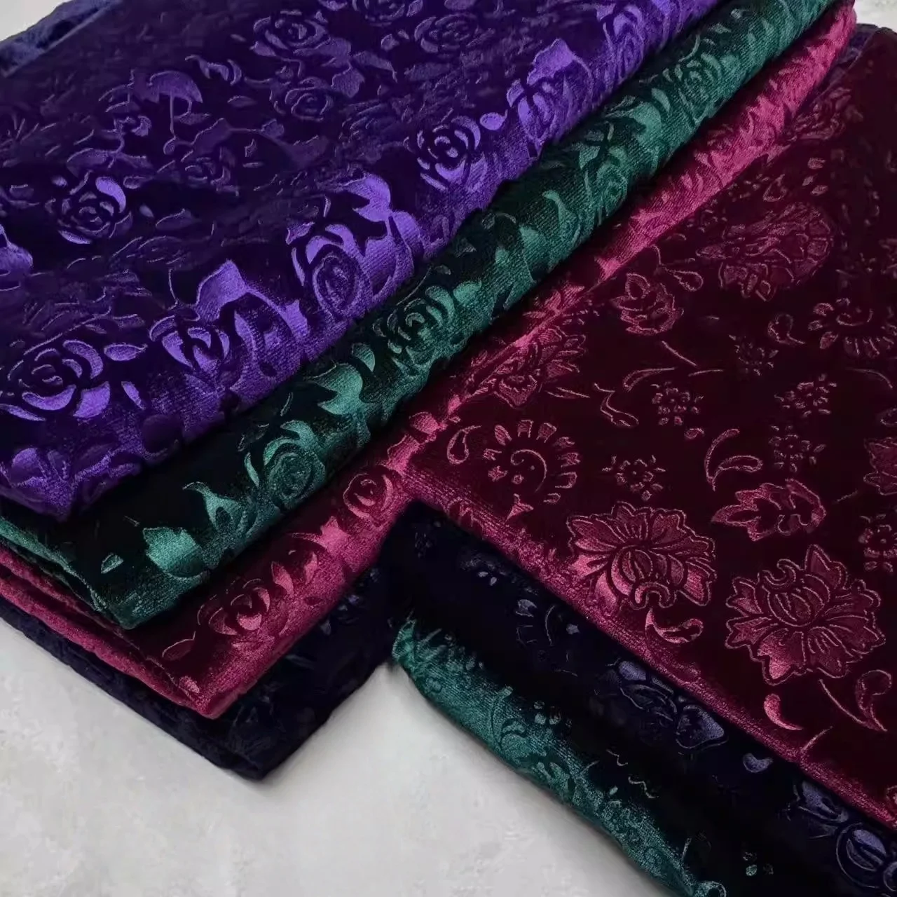 

Embossed gold velvet fabric elastic hanging peony flower sewn cheongsam with skirt designer diy fabric