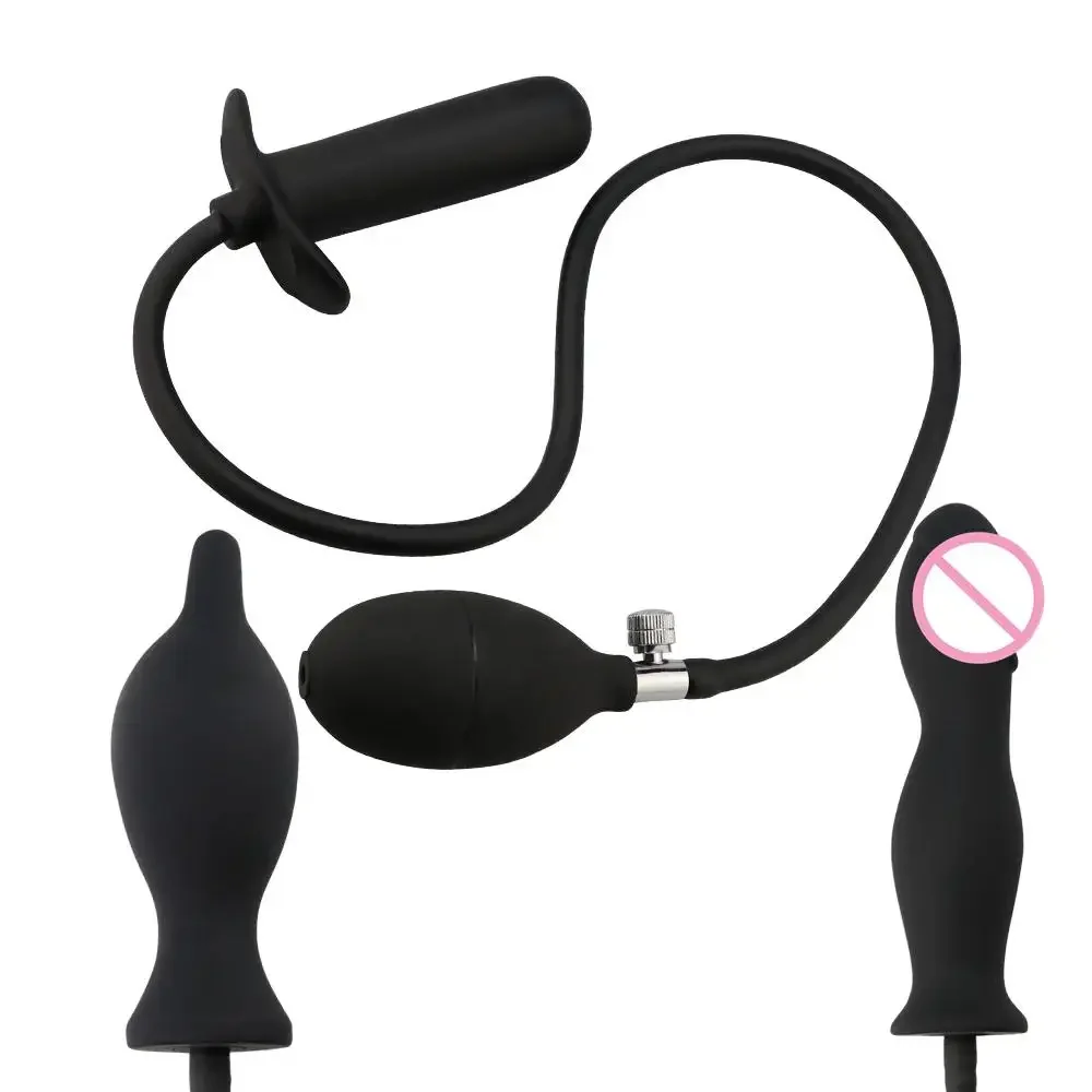 Tapón Anal inflable de expansión, tapón Anal con bomba, dilatador, masajeador, productos para adultos, Juguetes sexuales de silicona para mujeres y hombres