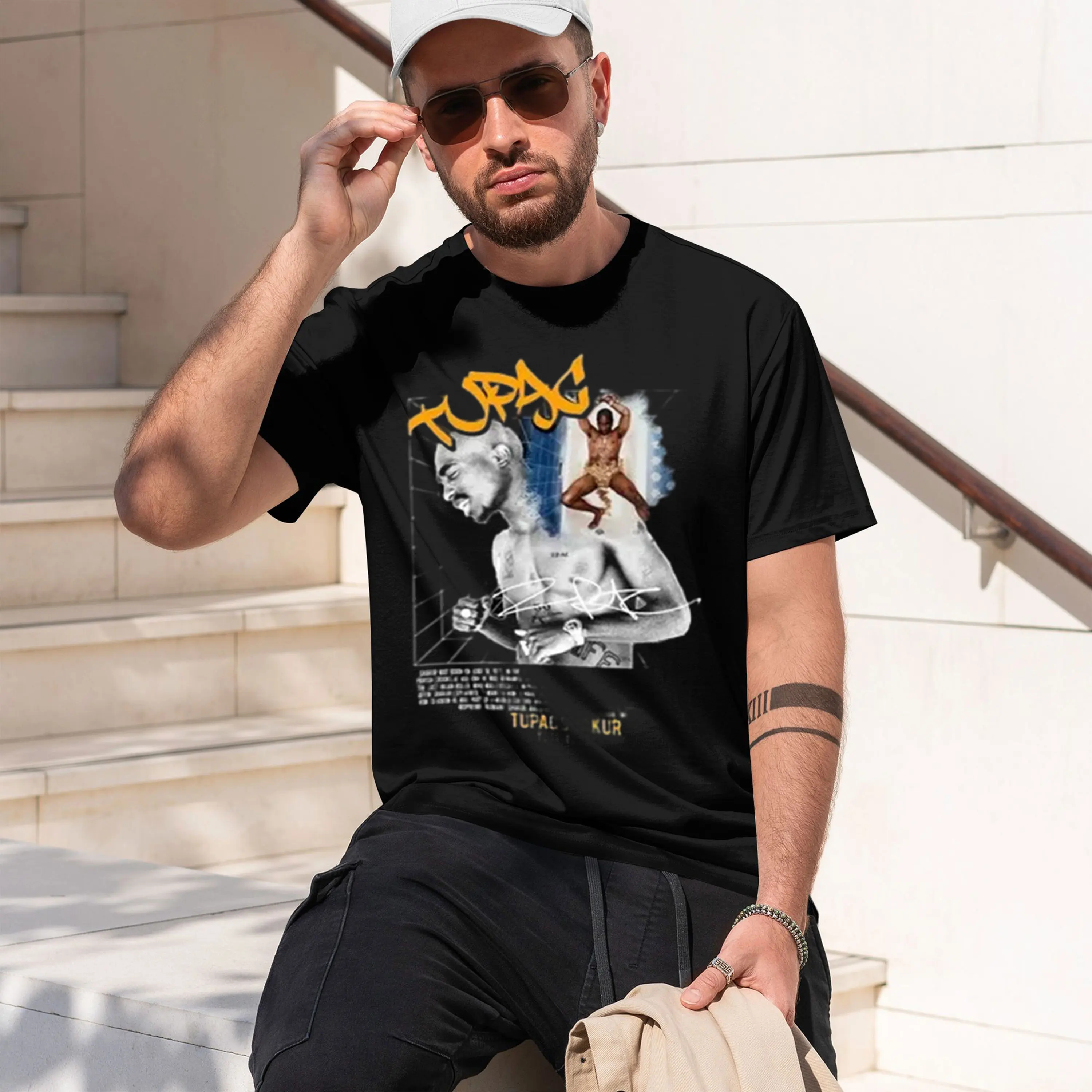 Gangster Rper 2PAC TUPAC Shakur Ameran HIP-HOP R ist Band T-Shirt 2026 New Model Men’s Short-sleeve crewneck T-Shirt Classic Cas