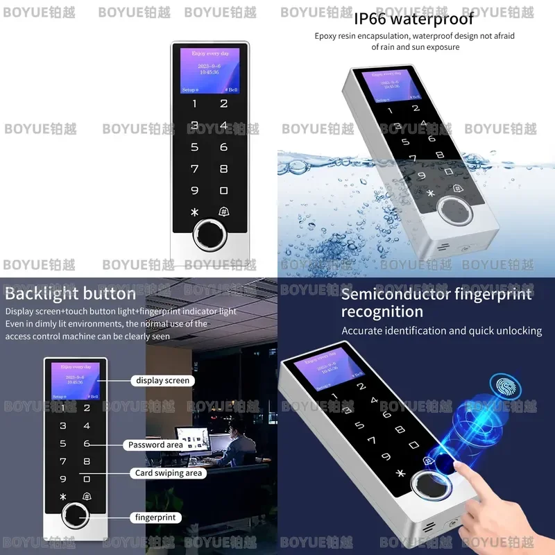 Tuya WiFi RFID Access Control Metal Keypad Waterproof Outdoor Electric Door Lock System EM4100 Keyfob App Unlock Smart Entry