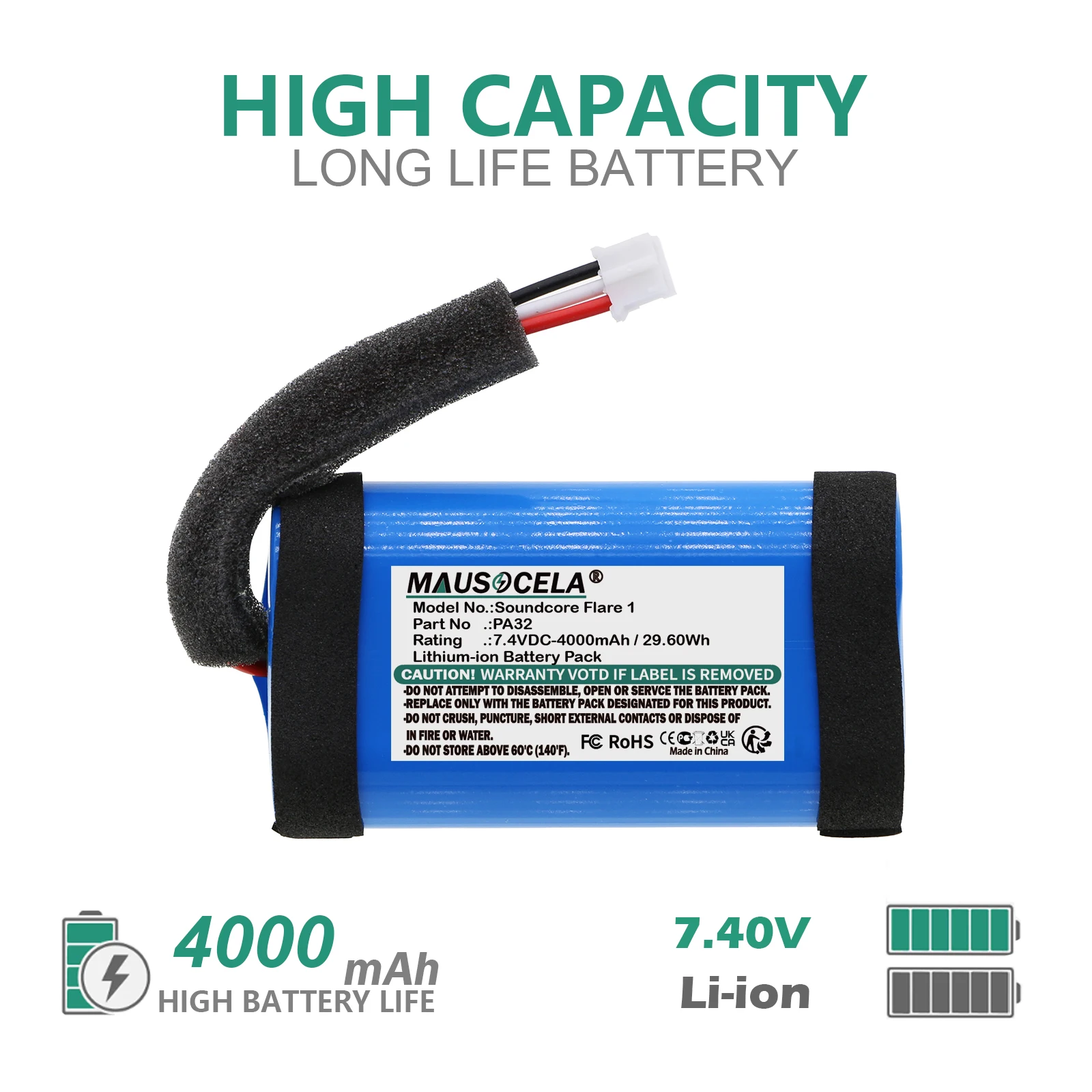 4000mAh Speaker Battery For Anker:PA32,Soundcore Flare 1,Soundcore Flare 2,A3161,A3165,--+Toolkit--Li-ion--7.40V--4000mAh/29.6Wh