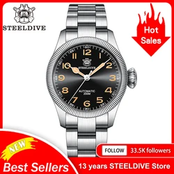 STEELDIVE SD1906 Business Style 39MM Stainless Steel Case 200M Waterproof NH35 Automatic Dive Watch with 10mm Big Crown