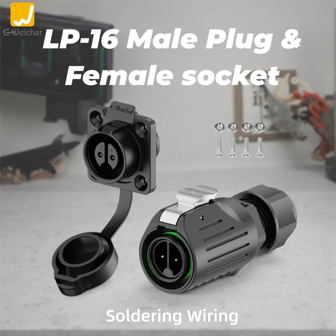

LP16 Waterproof Adapter Connector IP68 Industrial Circular Aviation Electrical Plug M16 2-9 Pin Flange Socket