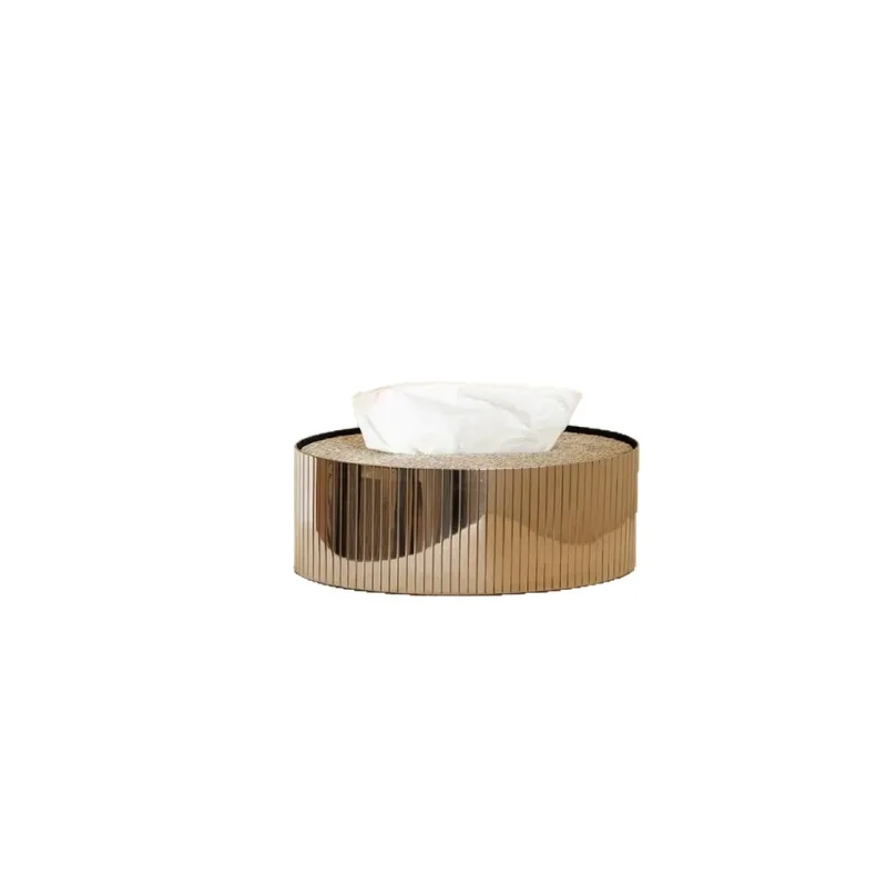 French horsehair tissue box stainless steel pumping carton light luxury high-end living room coffee table