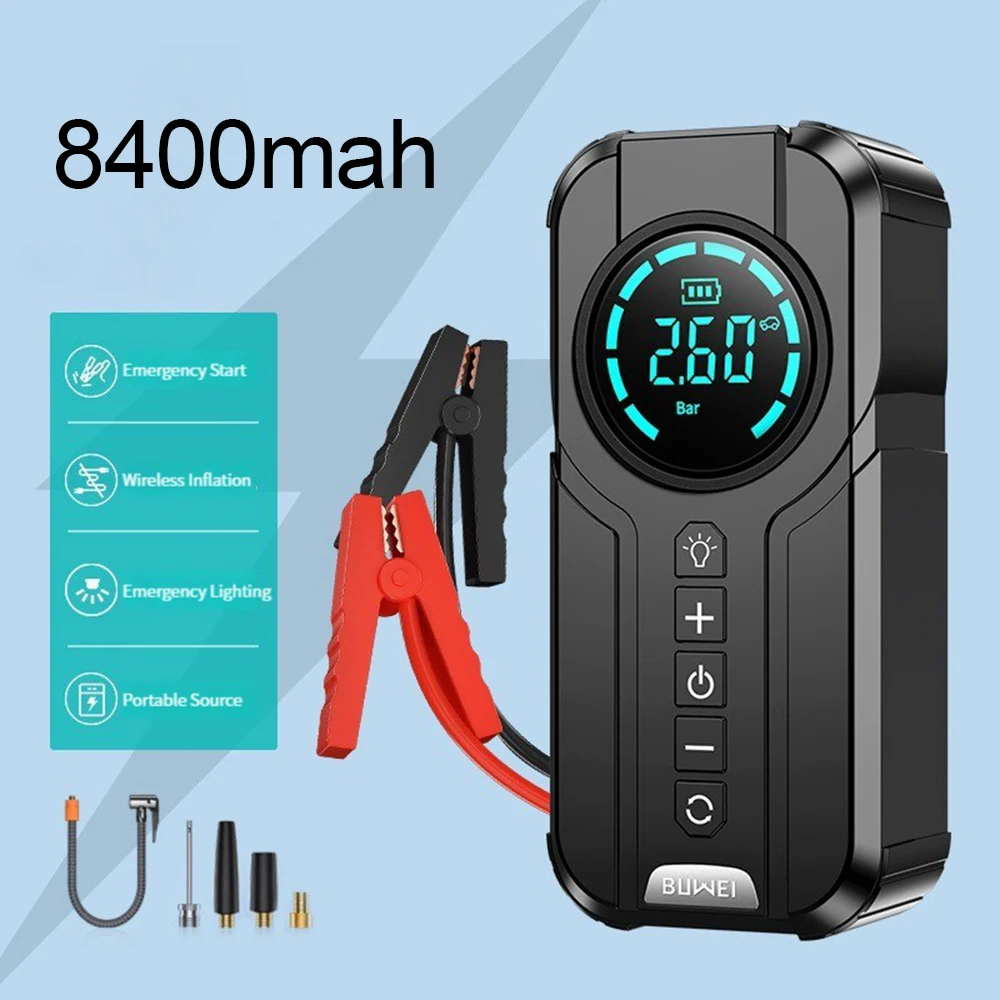 

Car Jump Starter 4 In 1 Air Pump Power Bank Lighting Compressor Cars Battery Starters Auto Booster Tyre Inflator Starting Device