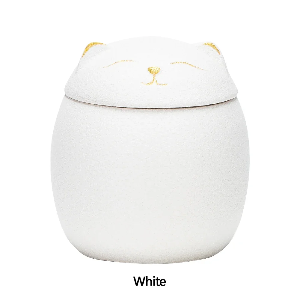 Cat Shape Pet Ceramic Canister Memorial Urn Seal Pot Keepsake Casket Porcelain Jar Pet Ashes Storage Memento Burial Holder