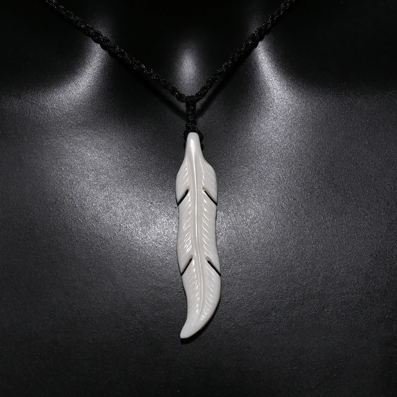 GX072 Hot Sale Maya jewelry Primitive tribes Choker Handmade Carved feather necklace woman yak bone pendant necklaces of surfing