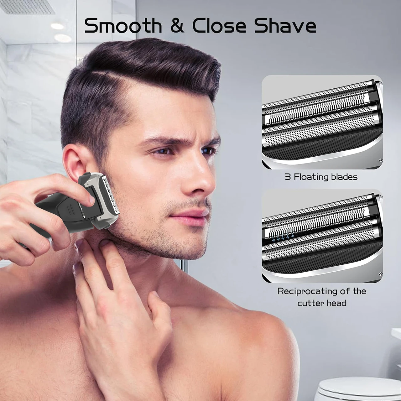 Hatteker Men's Shaver LCD Display Portable Home Use USB Rechargeable Beard Trimmer Wet/Dry Double Shaving Electric Razor