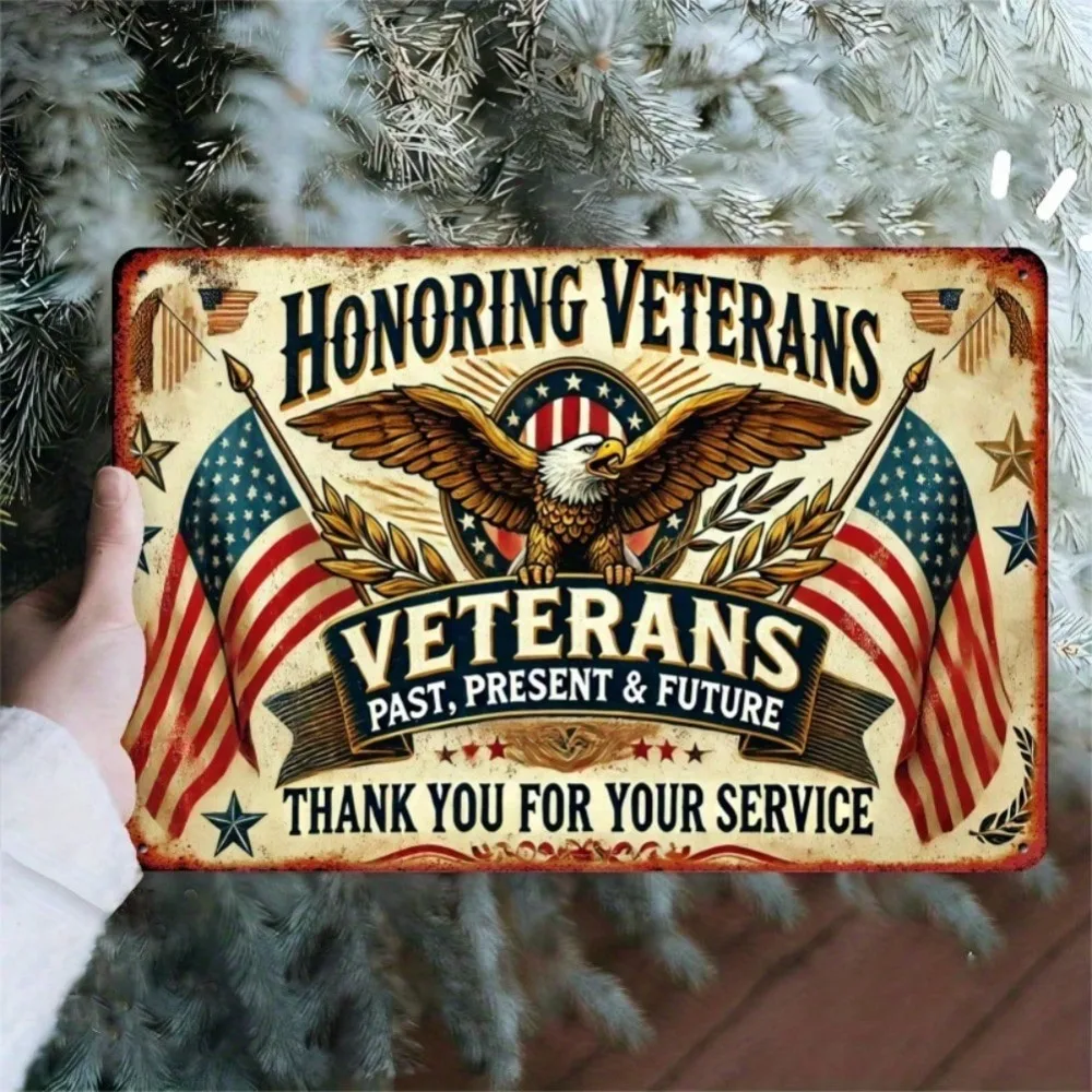 Veterans Day Tin Sign 12x8 Inch Retro Wall Decor for Office Memorial Events Home