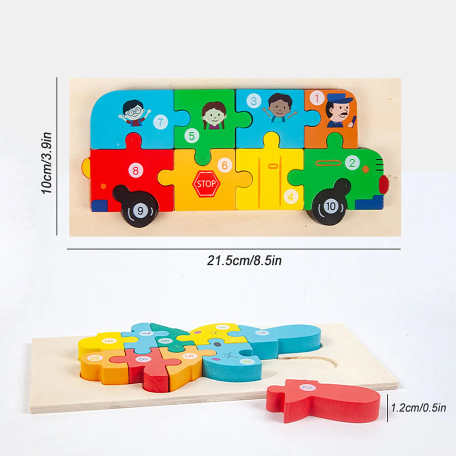 ألغاز خشبية ثلاثية الأبعاد، لعبة ألغاز ذكاء الإدراك والتعلم المبكر للحيوانات الكرتونية لألعاب الأطفال