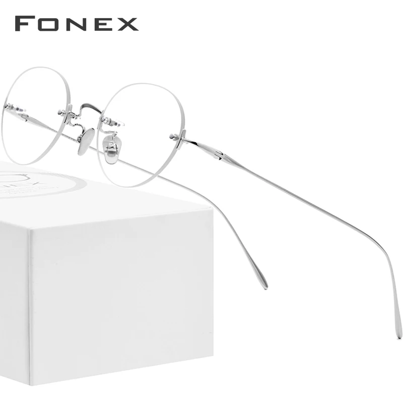 FONEX B Titanium Rimless Glasses Women Vintage Retro Eyeglasses Frame Men High Quality Eyewear 869