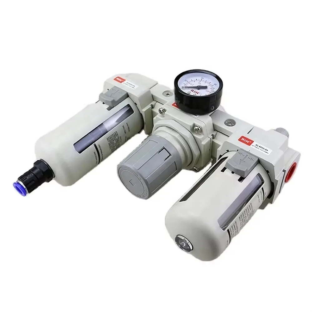 SMC Pneumatic Air Source Treatment Unit FRL Filter Regulator Lubricator Combo with Auto Drain, 3-in-1 Air Pressure