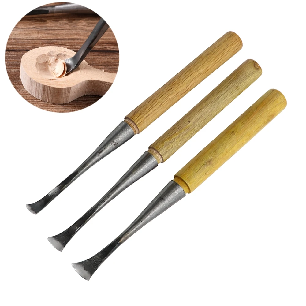 1PCS Spoon Shape Carving Chisel Hardwood Handle Woodworking Hobby Art Craft Making Tools DIY Hand Forged Engraving Knife