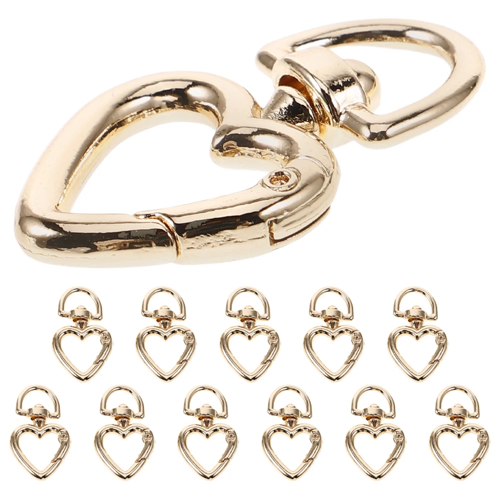 

12 Pcs Heart Keychain Buckle Clip Keyring Connection Carabiner Cute Clasp Golden Office