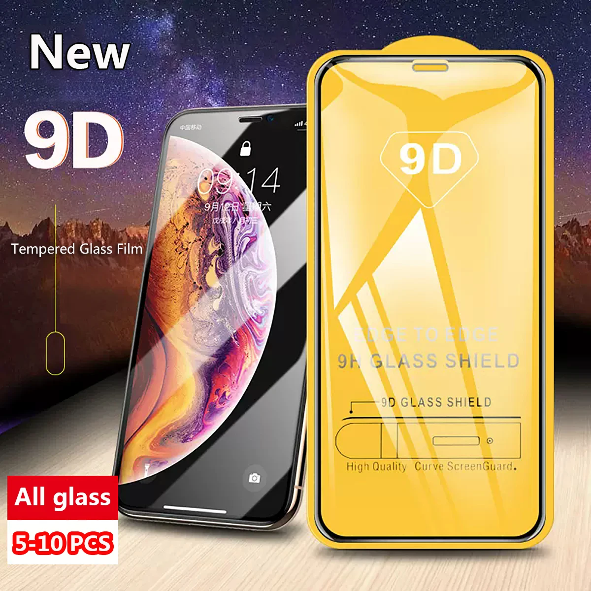 5-10Pcs High Definition Tempered Glass Film For iPhone 15 14 13 12 11 X XS XR Pro Max Full Cover Screen Protective Glass Film