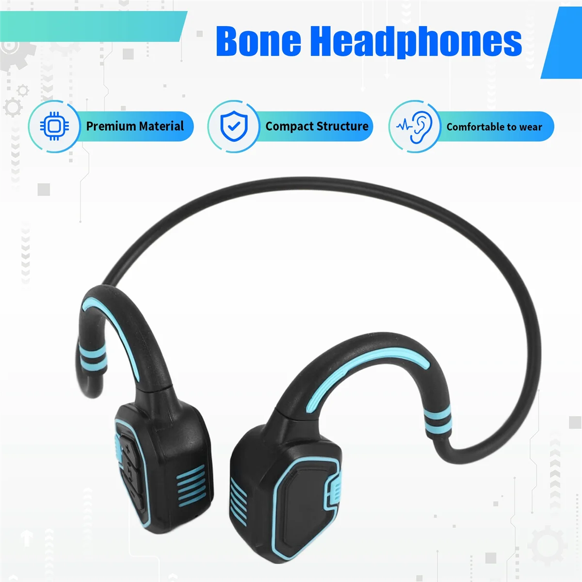 سماعات توصيل العظام IP68 مقاومة للماء للجري Blue_BSH