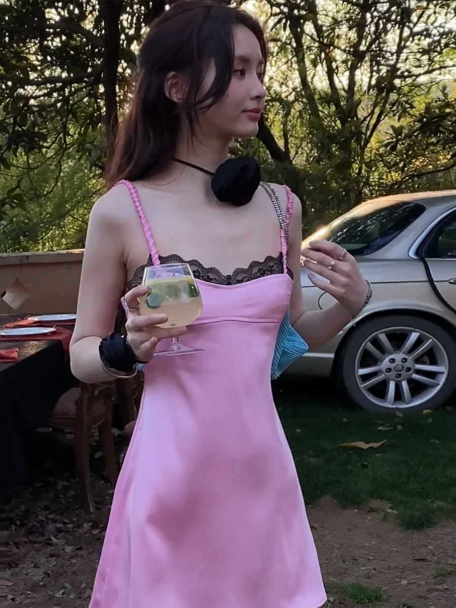 

Sexy Pink Lace Bridesmaid Dr Strapl ort Evening Gown for Women Vaion Par Performance Suitable All Ocns