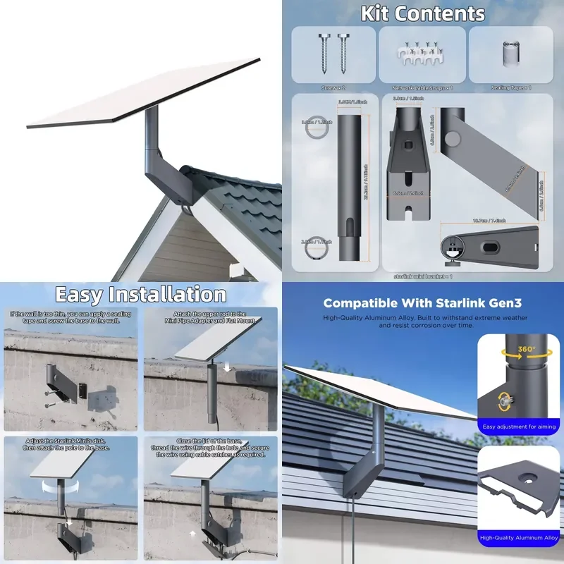Gen3 Setup High Quality 360 Adjustable Wall Mount Bracket Weatherproof Rod Mounting Kit Mounting Hardware