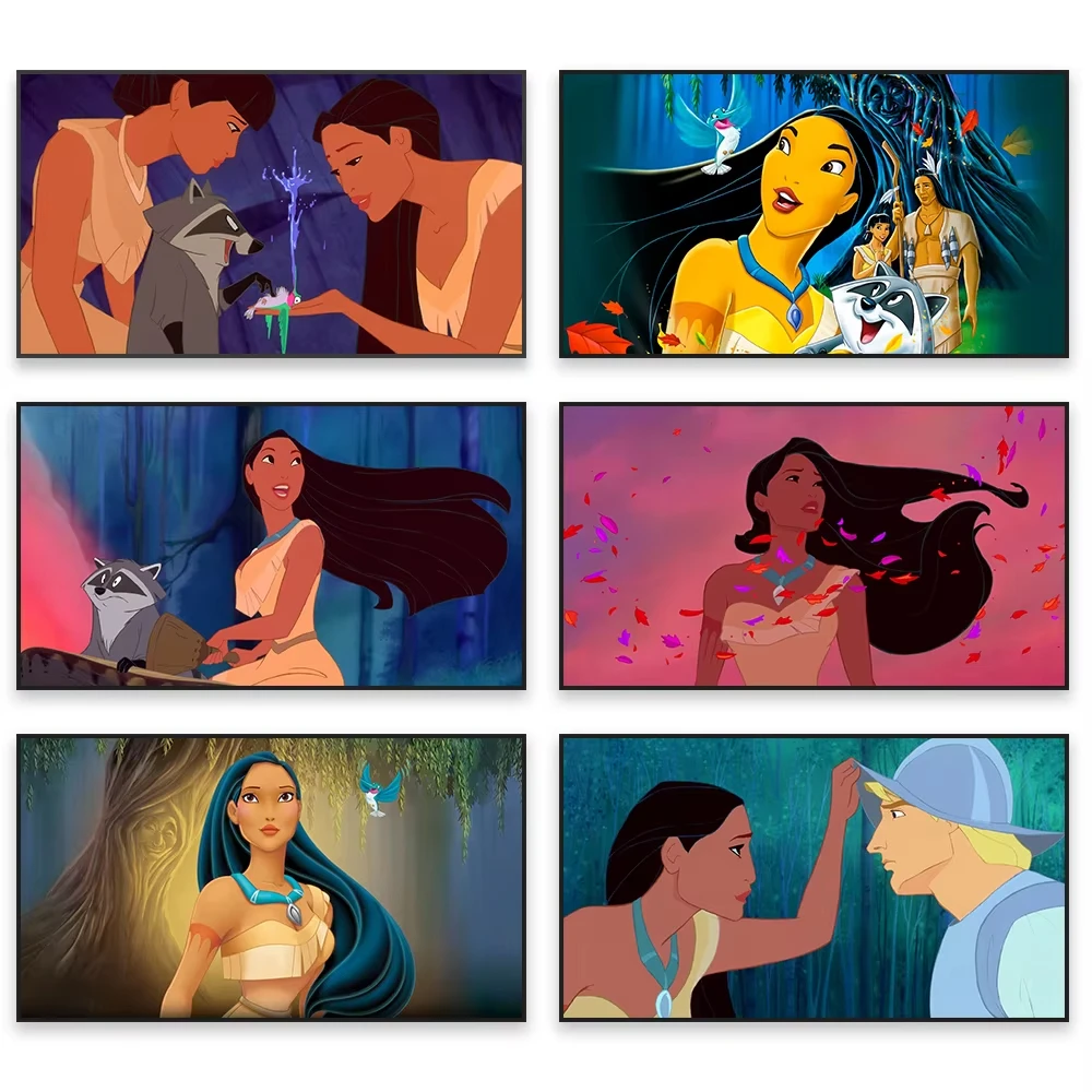 MINISO Pocahontas Movie Poster Disney Cartoon Movie Prints Pocahontas Princess Colorful Canvas Painting Home Kids Bedroom Decor